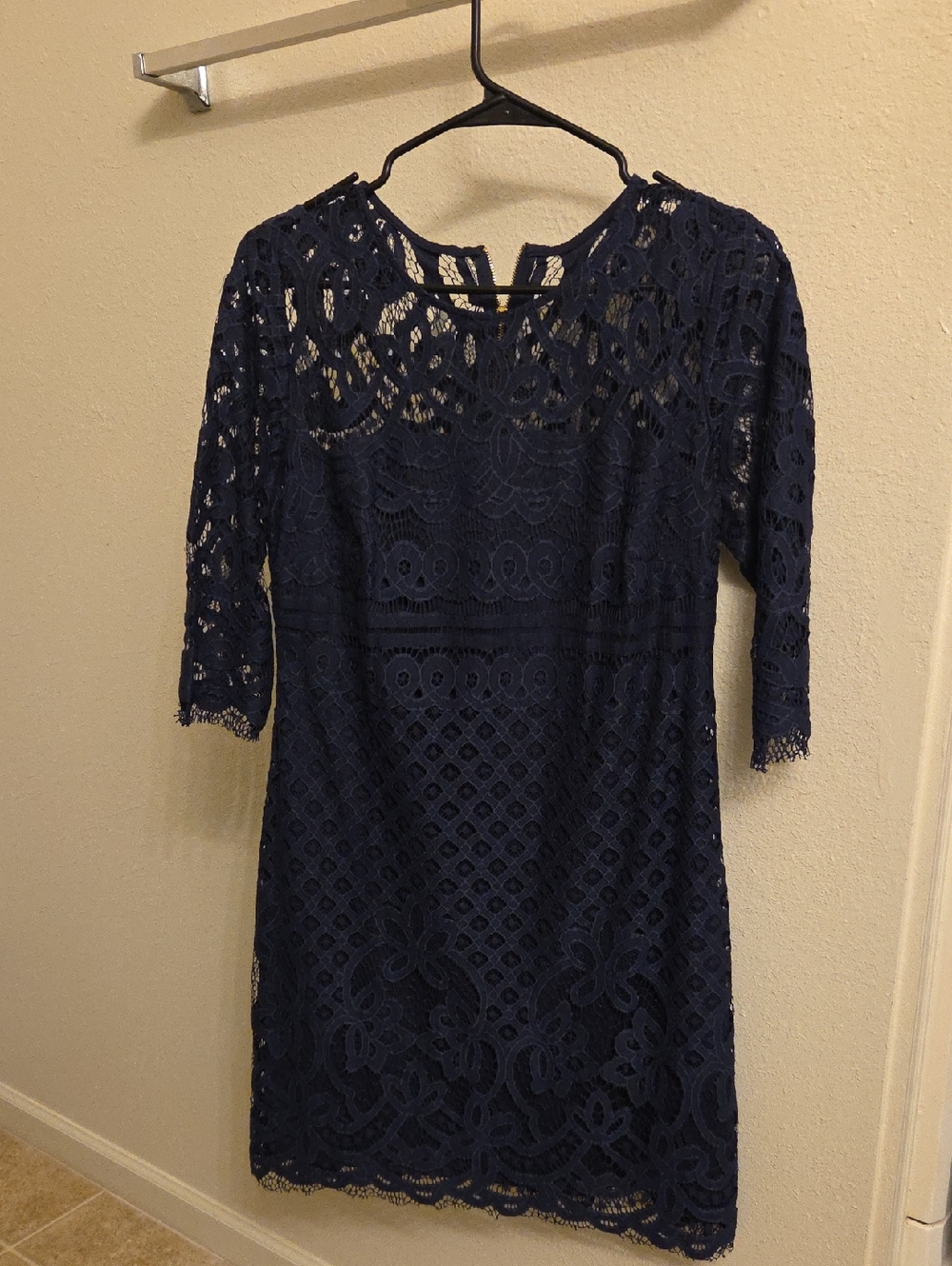 Just...Taylor Navy Lace Long Sleeve Sheath Dress